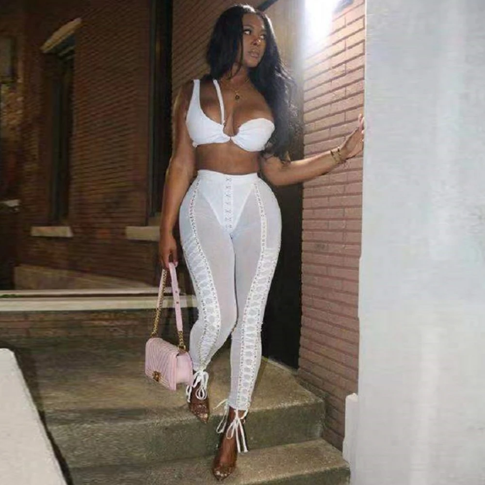 Ocstrade белый на одно плечо без рукавов Maxi Mesh Lace Bandage Set H0251 White| |