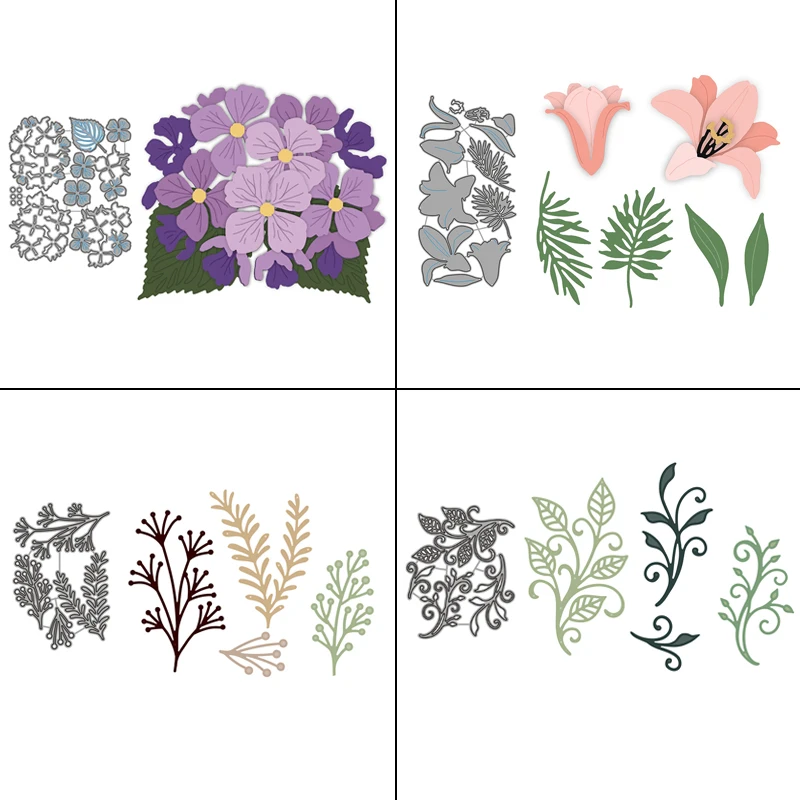 

4 Models Flower Grass Series 2021 New Metal Cutting Dies Stamps Dies Scrapbooking Mold Cut DIY Handmade Tools Craft Decoration