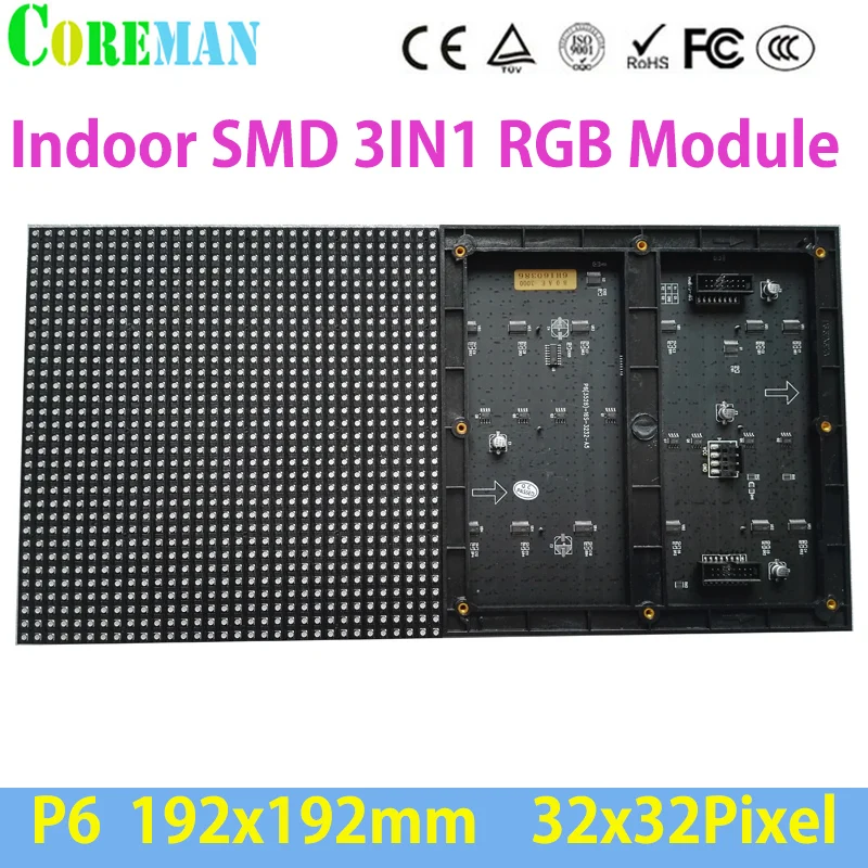 Светодиодный модуль P6 192x192 внутренний светодиодный дисплей 32x32 RGB наружный экран