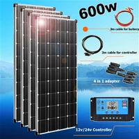 solar panel 12v 300w 600w photovoltaic system kit solar charger for 12v24v battery car boat rv camping camper home 1000w
