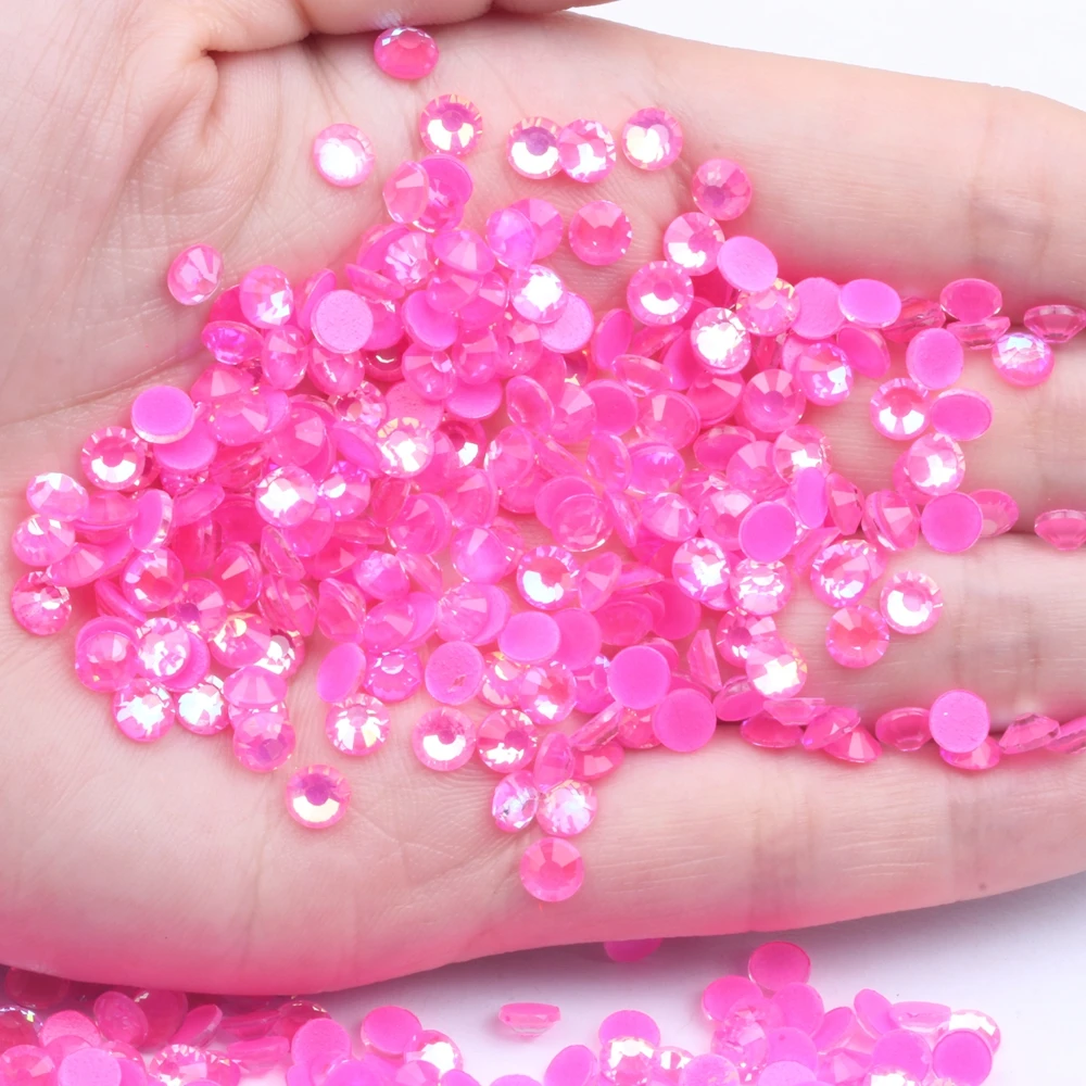 

SS6-SS30 Luminous Rhinestones Glitter Glass Gem 3D Charm Flatback Strass Fluorescence Rose AB Color Nail Art Decorations