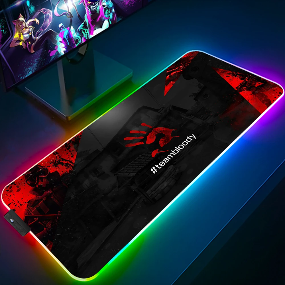 Большой игровой коврик для мыши с аниме кровавым RGB светодиодный компьютерный