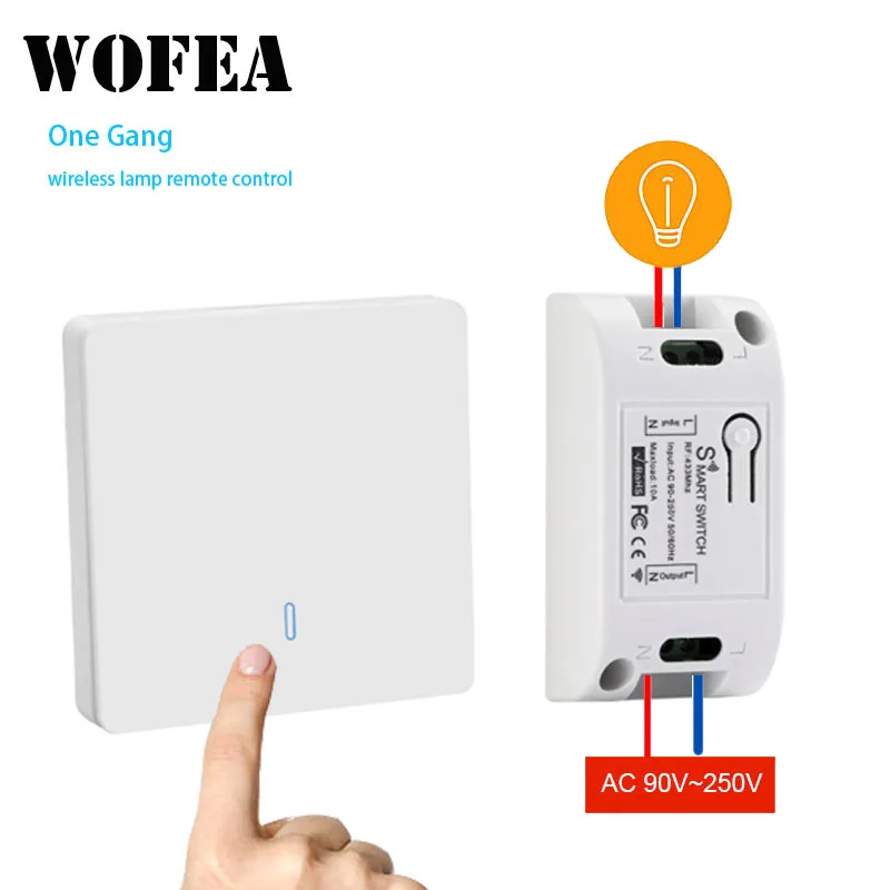 Беспроводной настенный выключатель Wofea 433 МГц rf 86 панельный передатчик
