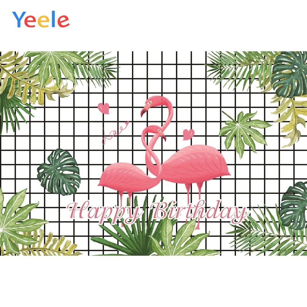 

Yeele Children Birthday Backdrop Flamingo Leaves Photocall Newborn Baby Customized Photography Background Vinyl For Photo Studio