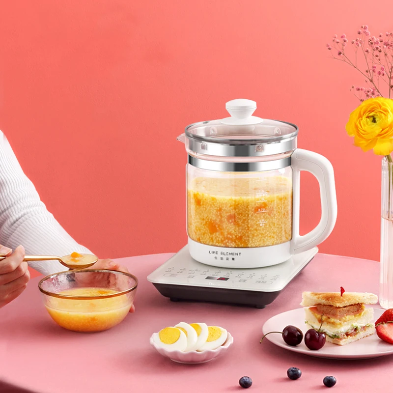 

Life Element Electric Glass Kettle Health Pot,Multifunctional Stainless Steel Tea Coffee Kettle with Thermometer,1.8L,800W,220V