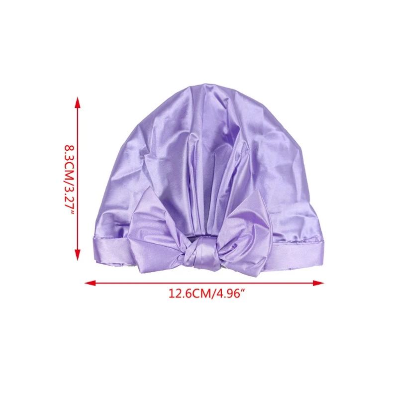 

Reusable Shower Caps with Bowknot Design Premium Sumptuous Emulation Silk 100% Waterproof Shower Cap