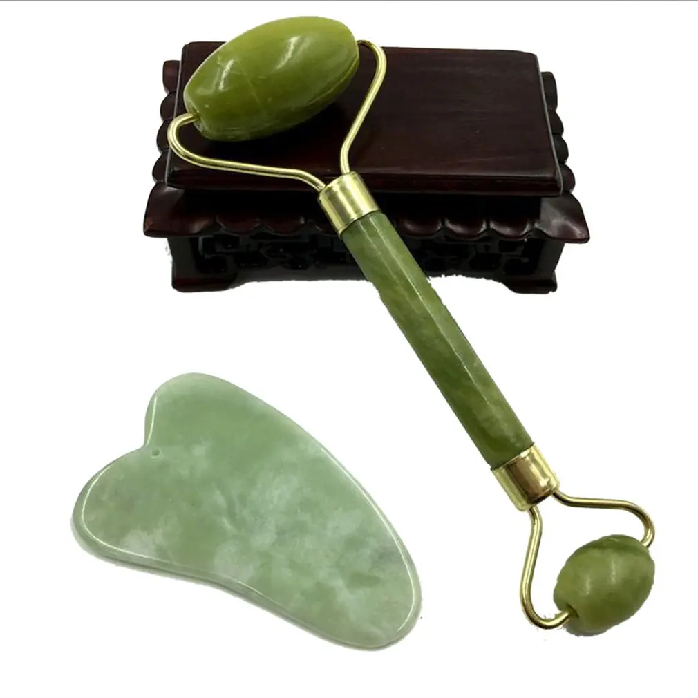 

Natural Facial Roller Jade Stone Roller Face Beauty Massage Tools Face Lift Massager Kit Relax Slimming Tools 1 Set
