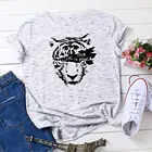 Летняя женская футболка большого размера, 2021, модная футболка из 100% хлопка, женская футболка с круглым вырезом и коротким рукавом, с тигровым принтом