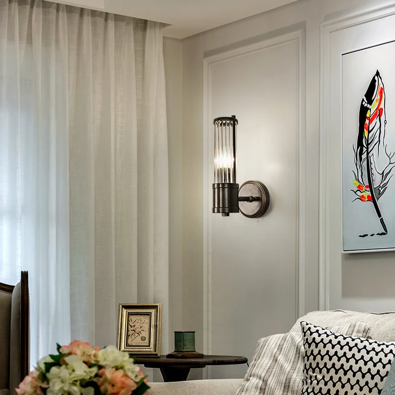 Современная хрустальная настенная лампа прикроватное черное бра для спальни