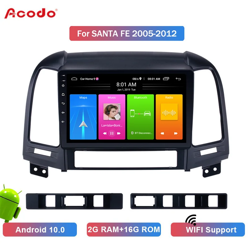 

Автомобильный мультимедийный плеер ACODO, 2 Гб ОЗУ 16 Гб ПЗУ, Android 10,0, радио, GPS, навигация для Hyundai SANTA FE 2005-2012, 2 Din