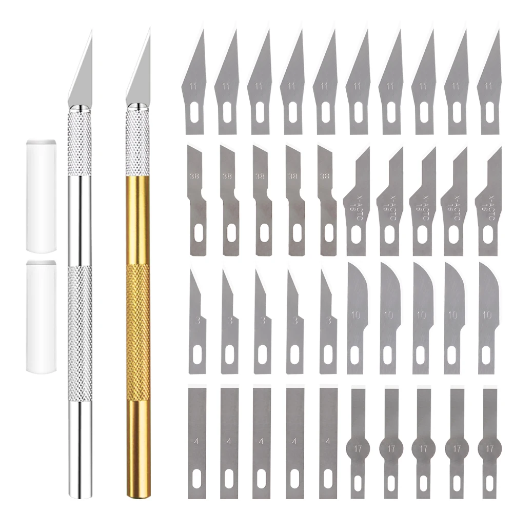 Non-Slip Metal Scalpel Knife Kit Engraving Craft Knives DIY Cutting Tool for Mobile Phone Laptop PCB Repair Hand Tools +40Blades images - 6