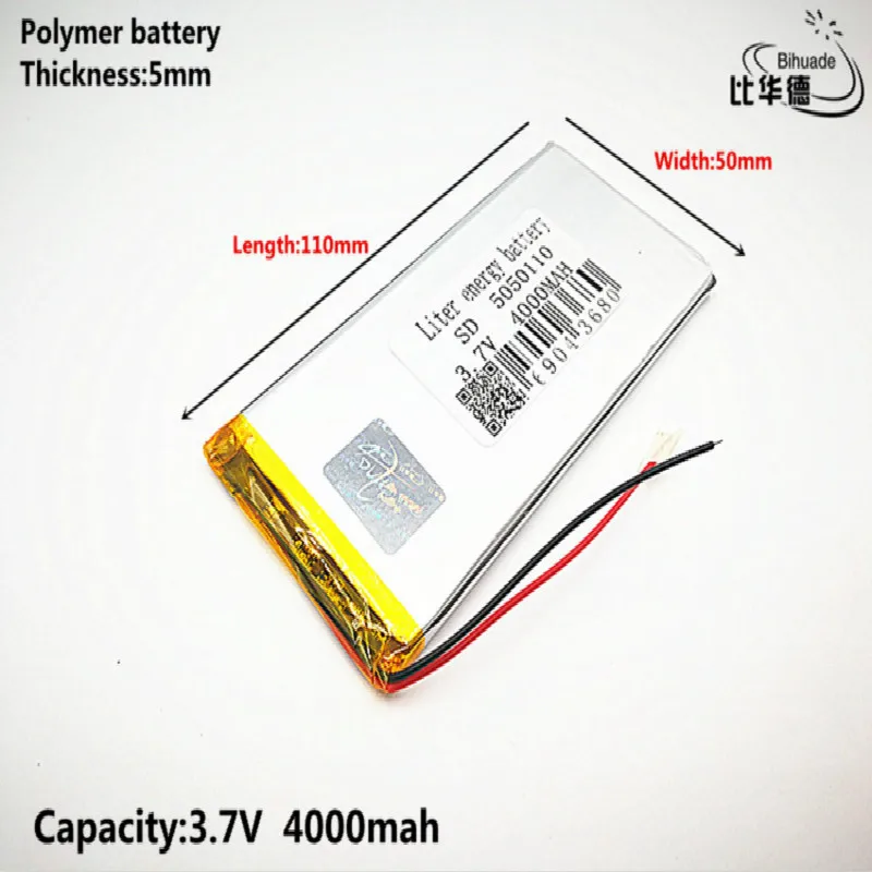 

Liter energy battery Good Qulity 3.7V,4000mAH 5050110 Polymer lithium ion / Li-ion battery for tablet pc BANK,GPS,mp3,mp4