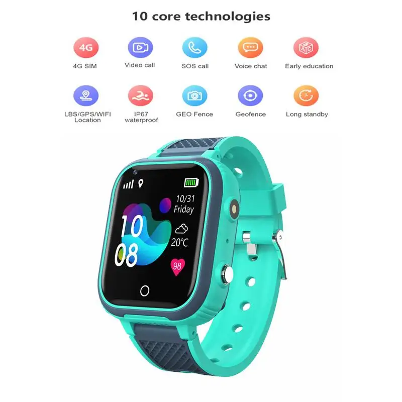 

Смарт-часы Детские Водонепроницаемые, 4G, GPS, Wi-Fi, IP67