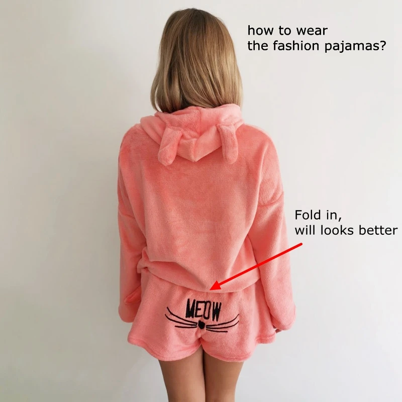 Victoria Women Pajama Sets Autumn Winter Flannel Cartoon Warm Pyjamas Animal Sleepwear Cat Cute Female Fashion Girls Homewear