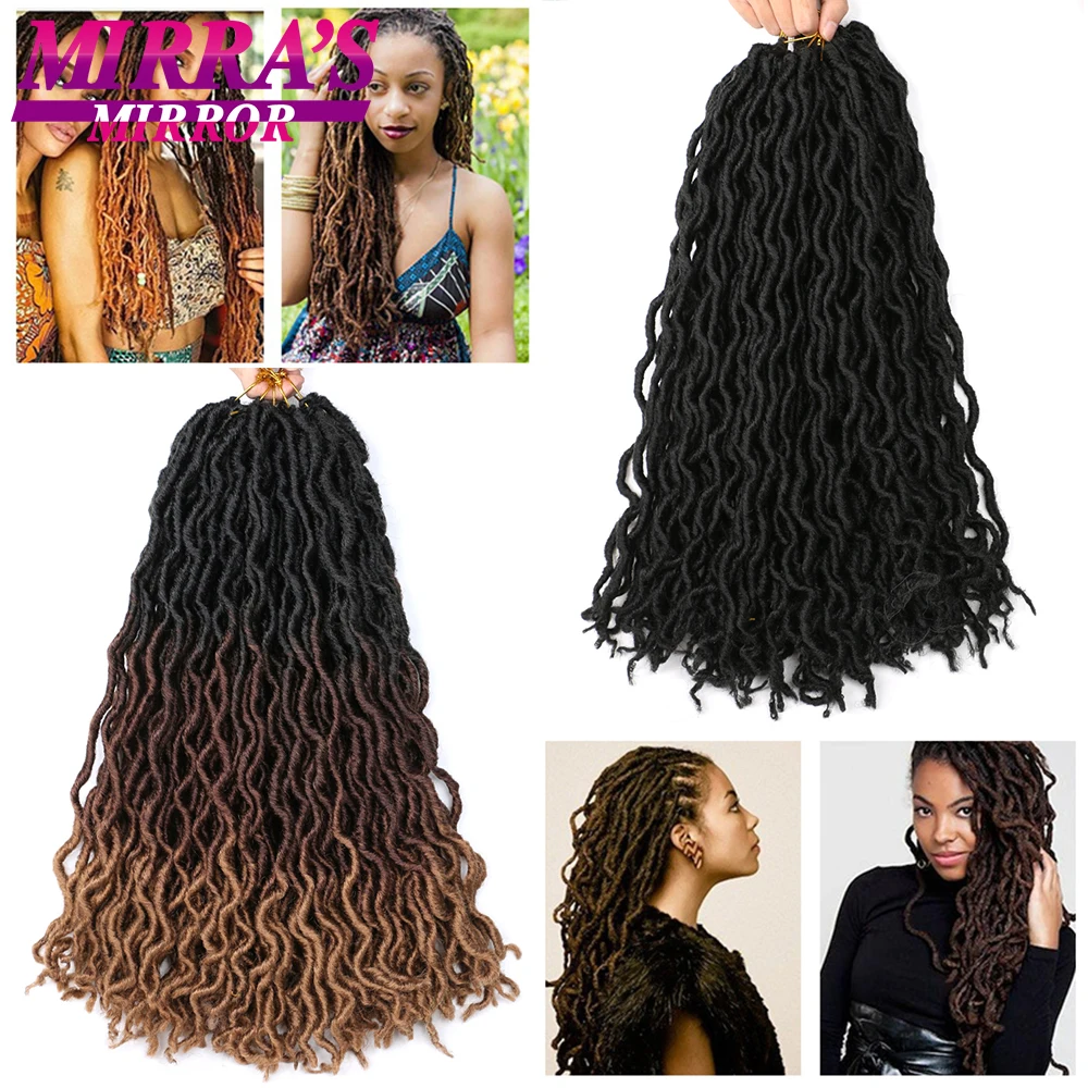 

Ombre Wavy Faux Locs Curly Crochet Braids Hair Extension Soft DreadLocks Goddess Crochet Locs Synthetic Braiding Hair for Women