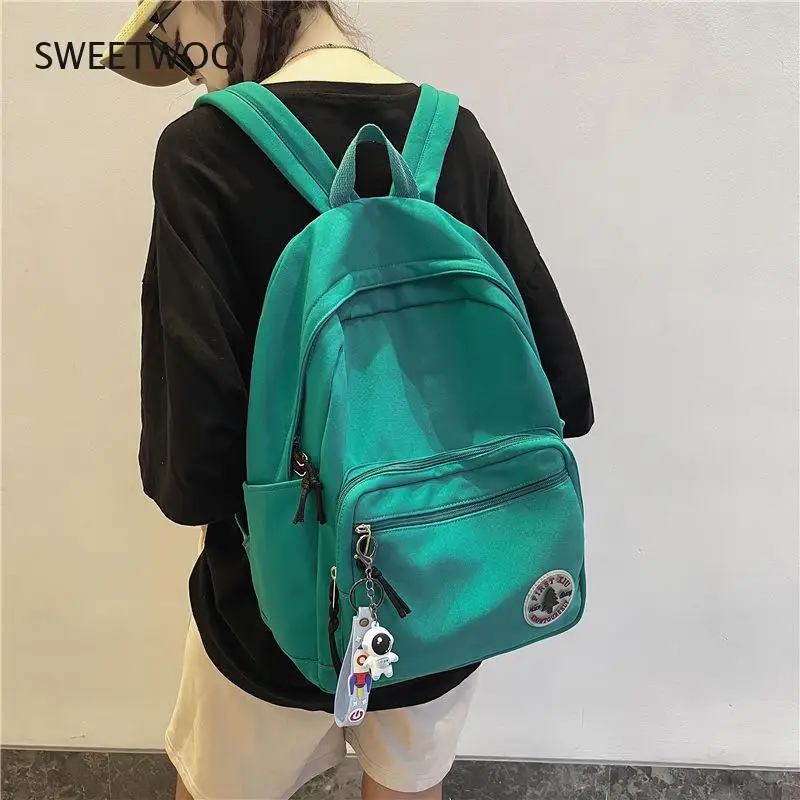 

Fashion Trend Solid Color Backpack Campus Female School Bag College Student Large-Capacity Teenage Schoolbag Damski Mochilas