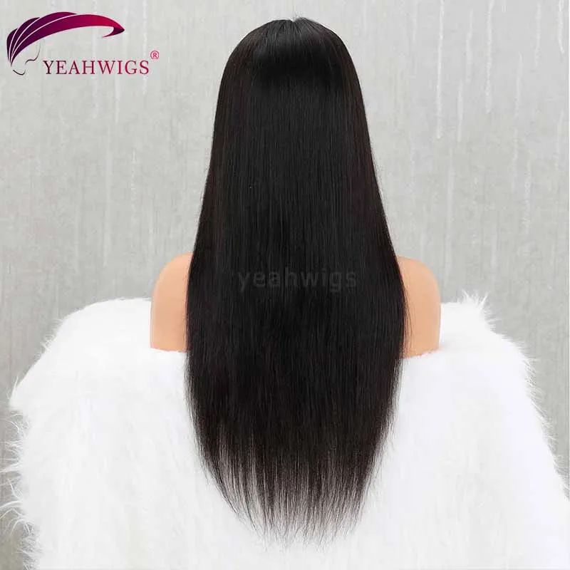 Yeahwigs Топ швейцарский кружевной Striaght человеческих волос парики прозрачный кружевной передний парик человеческих волос для любой кожи