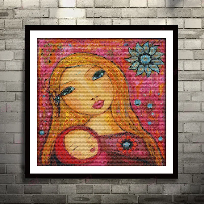 Акварельная картина для матери и дочери холст DMC наборы вышивки крестиком Набор с