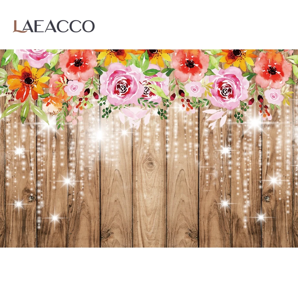 

Laeacco фон для фотосъемки с изображением весенних цветов и деревянной доски для детской портретной съемки