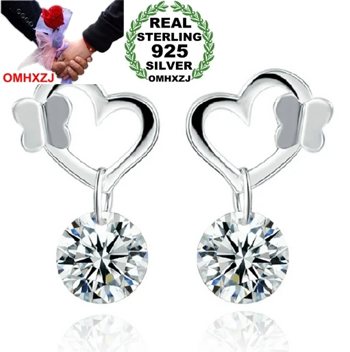 

OMH wholesale Cute girl sexy girl Fashion jewelry Butterfly crystal 925 sterling silver Stud earrings YS38