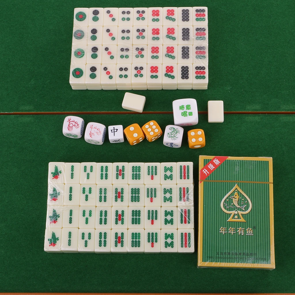 Полный мини Китайский Маджонг Mah Jong игровой набор с 144 плитками компактный