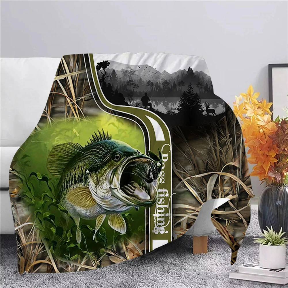 

Фланелевые одеяла с животными для ловли окуня, одеяла в мечтательном стиле с 3D принтом, подростковое постельное белье, Одеяло Для Путешеств...