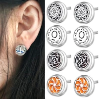 aromatherapy rose flower ear studs earrings stainless steel spiral open perfume locket charm women romance earrings jewelry gift