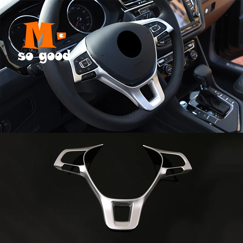 

ABS Matte For TROC T-ROC 2017 2018 Interior Steering Wheel Button Cover Decoration Car Styling Accessories 1pcs