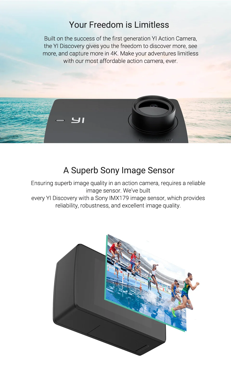 YI Discovery Action Camera 4K 20fps Sports Cam 8MP 16MP with 2.0 Touchscreen Built-in Wi-Fi 150 Degree Ultra Wide Angle
