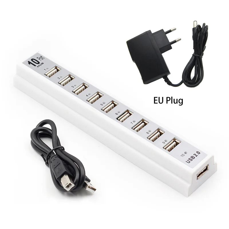 Usb 2 0 10 портов разделители высокоскоростной КОНЦЕНТРАТОР 480 Мбит/с с адаптером