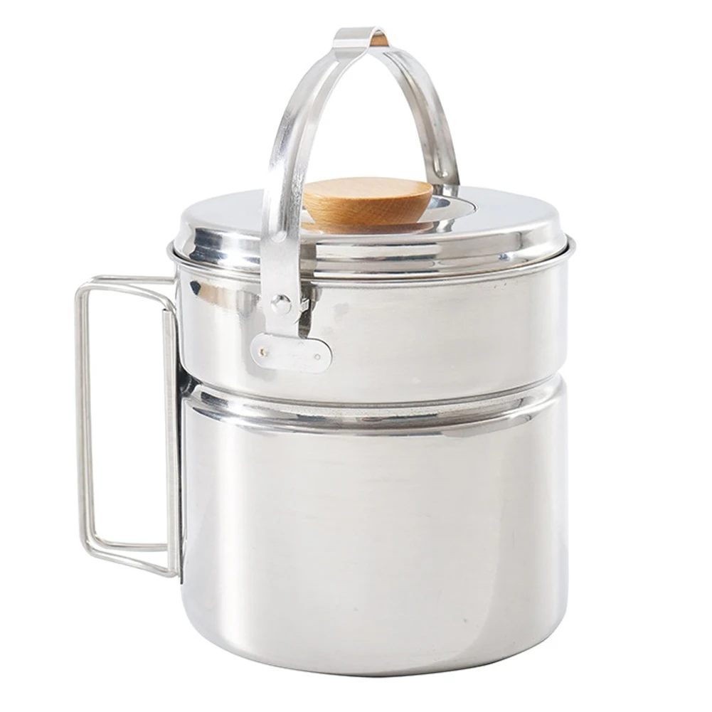 

1-1.2L Camping Pot Cup Portable Multifunctional Hiking Kettle Cookware Set Outdoor Camping Backpacking Pot With Foldable Handle