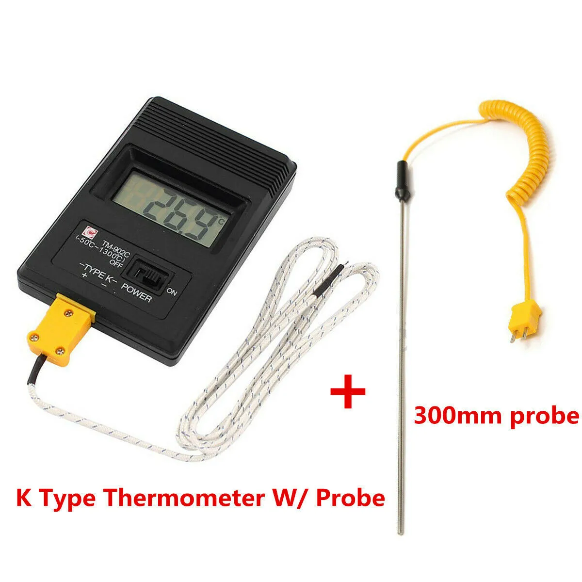 

TM-902C LCD Type K Digital Thermometer With Probe + 1PC 300mm Thermocouple Probe Industrial Pyrometer Thermometer High Precision