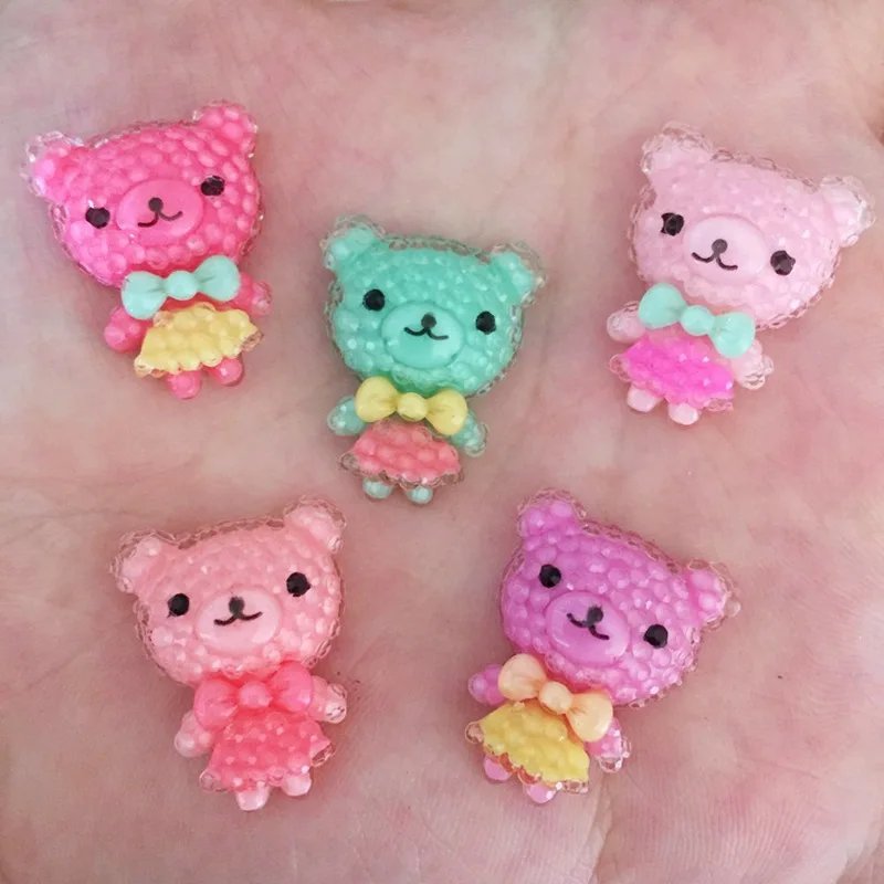 

Resin Mix Colorful Mini Kawaii Bear Flatback Cabochon Rhinestone 10PCS DIY Scrapbook Decor Home Crystal Figurines Craft