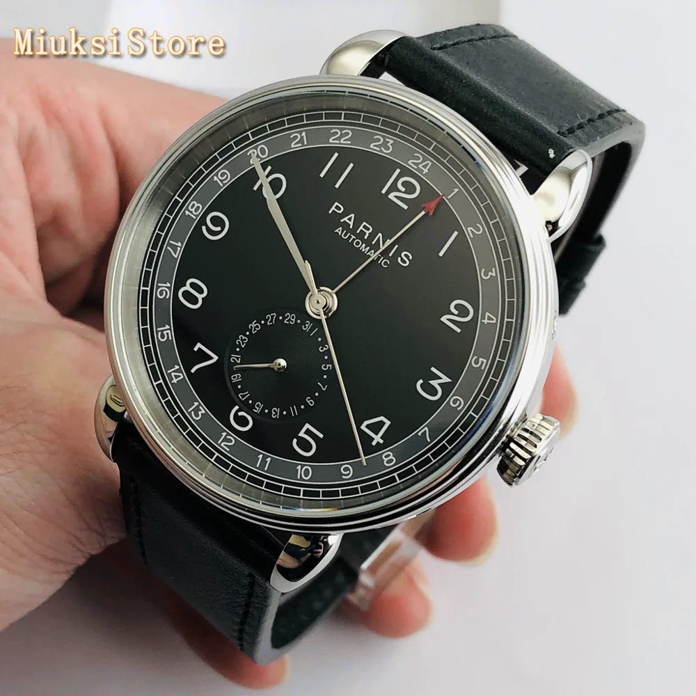 Parnis 2019 новые топовые Мужские автоматические механические часы 42 мм Серебряный