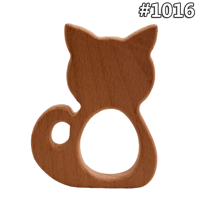 wood teether 1016 Мультфильм Дерево Прорезыватель чистый натуральный животные в форме детские зубные кольца для детей бук Прорезыватель девочка DIY кулон игрушки для новорожденных подарок - Цвет: wood teether 1016