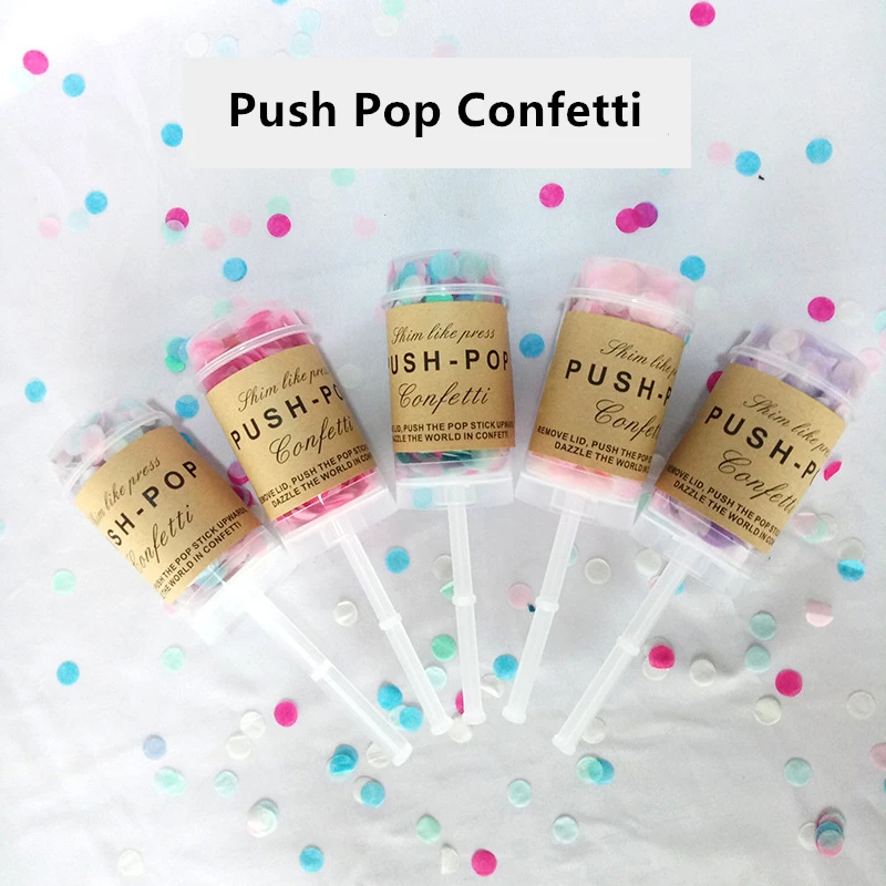 1 разноцветный Набор Push Pop конфетти Push Poppers украшение для свадебной вечеринки 1 см бумажные конфетти металлик С Днем Рождения Декор
