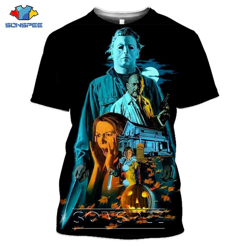 Футболка На Хэллоуин SONSPEE с принтом ужас тихий Хилл пеннивайз Майкл Майерс