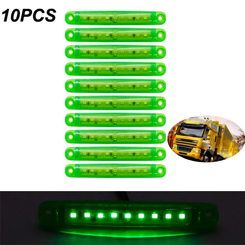 9LED green x10 Янтарный автомобилей Внешнее освещение светодиодный 12 V-24 v 9/6 светодиодный авто шины Грузовик Боковые Габаритные светодиодный индикатор низкая СВЕТОДИОДНЫЙ трейлер светильник задняя сторона лампы - Цвет: 9LED green x10