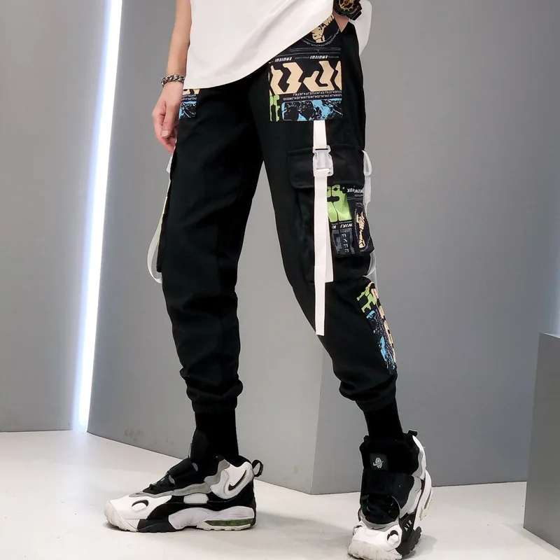 2021 модная уличная одежда Swag мужские светоотражающие свободные брюки карго в