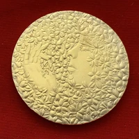 japanese flower sakura goddess gold plated medal sakura collectible coin badge gift