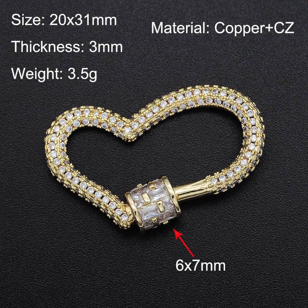 

Copper Micro-inlaid Zircon Jewelry Peach Heart Love Screw Buckle Diy Diamond Heart-shaped Key Ring Jewelry Accessories
