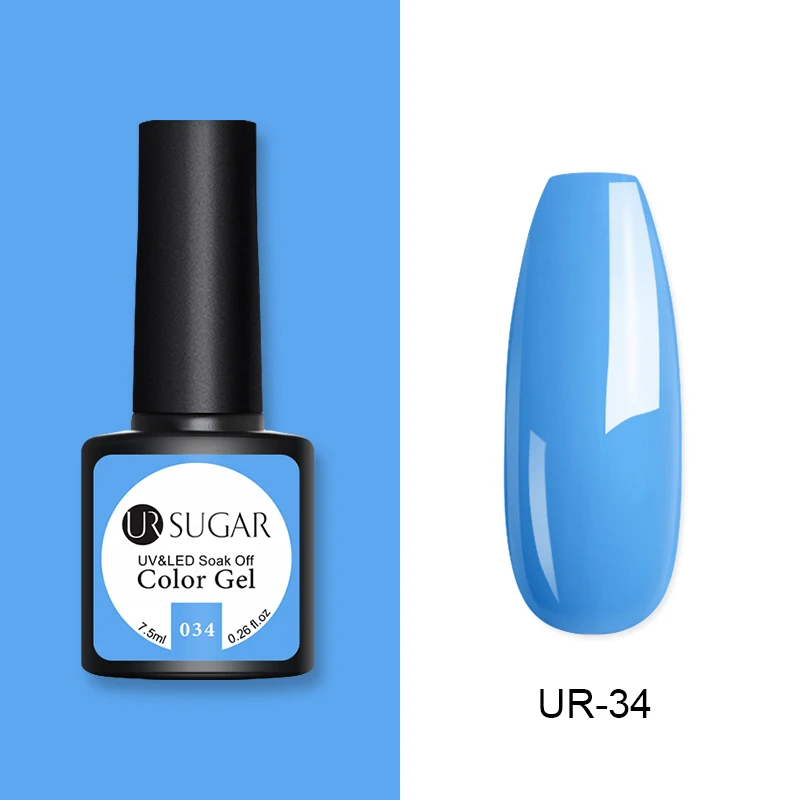 34 Ur Sugar, 7,5 мл, Одноцветный Гель-лак для маникюра, Полупостоянный, Vernis, верхнее покрытие, УФ светодиодный Гель-лак, впитывающий Гель-лак для ногтей - Цвет: 34