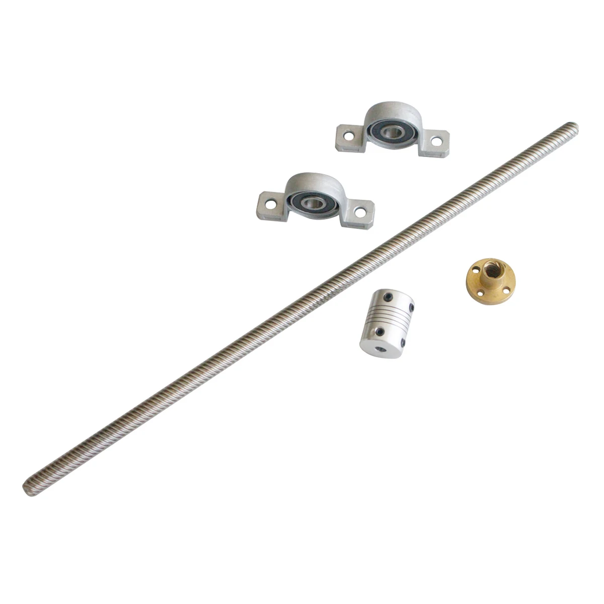 Свинцовый винт T8 4 мм 100-1200 с гайкой + крепежный KFL08 комплект свинцовых винтов