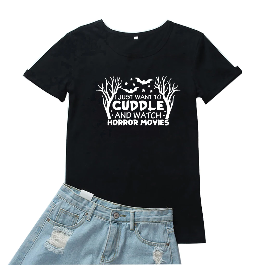 

Женская футболка с рисунком, черная и красная, с принтом