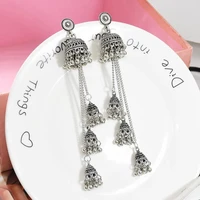 indian vintage metal long tassel earrings for women boho ethnic female pearl statement earring afghan tribal party jewelry gift
