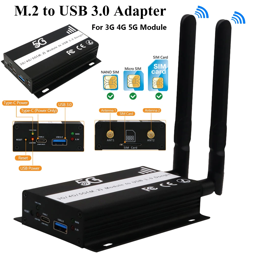 Адаптер M.2-USB 3 0 2 4G/телефон антенны NGFF ключ B беспроводной конвертер со слотом для
