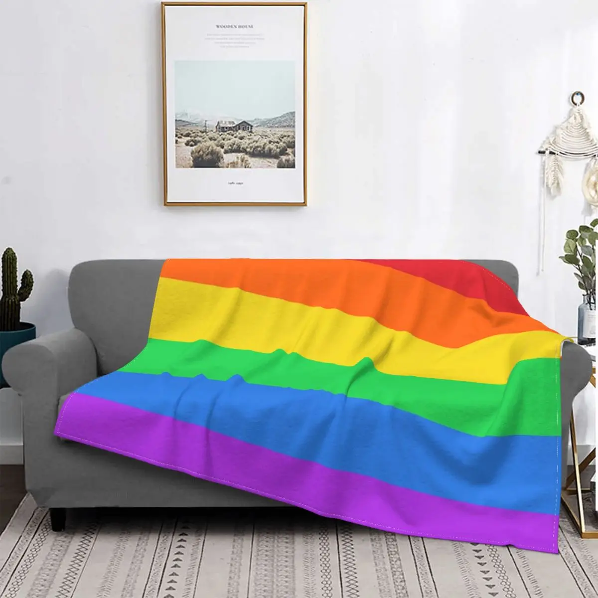 

Manta con bandera del orgullo arcoíris Lgbt, colcha para cama, toalla de playa de muselina a cuadros, manta de lana, pickick