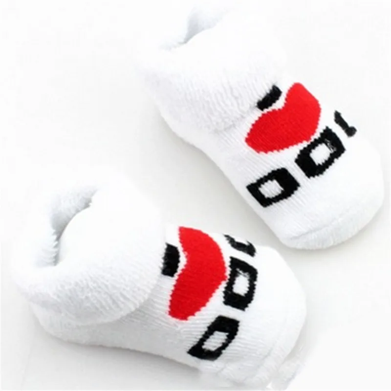 

Детские носки Резиновые Нескользящие напольные носки Love Dad Love Mum 100% хлопок Мультяшные детские носки для новорожденных детские носки