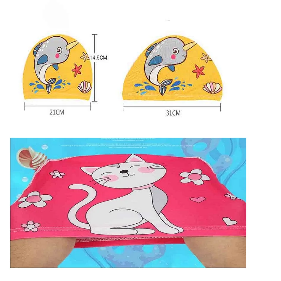 Шапочка для плавания детей милый мультяшный головной убор из эластичной ткани