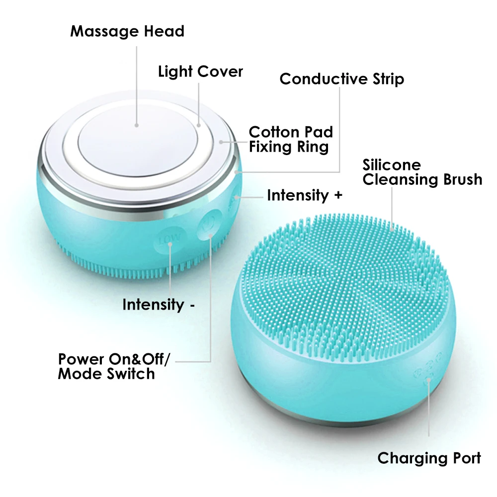 Electric Facial Cleansing Brush Ultrasonic Cleaning Silicone Face Massager Beauty Machine Blackhead Remover Deep Clean | Красота и